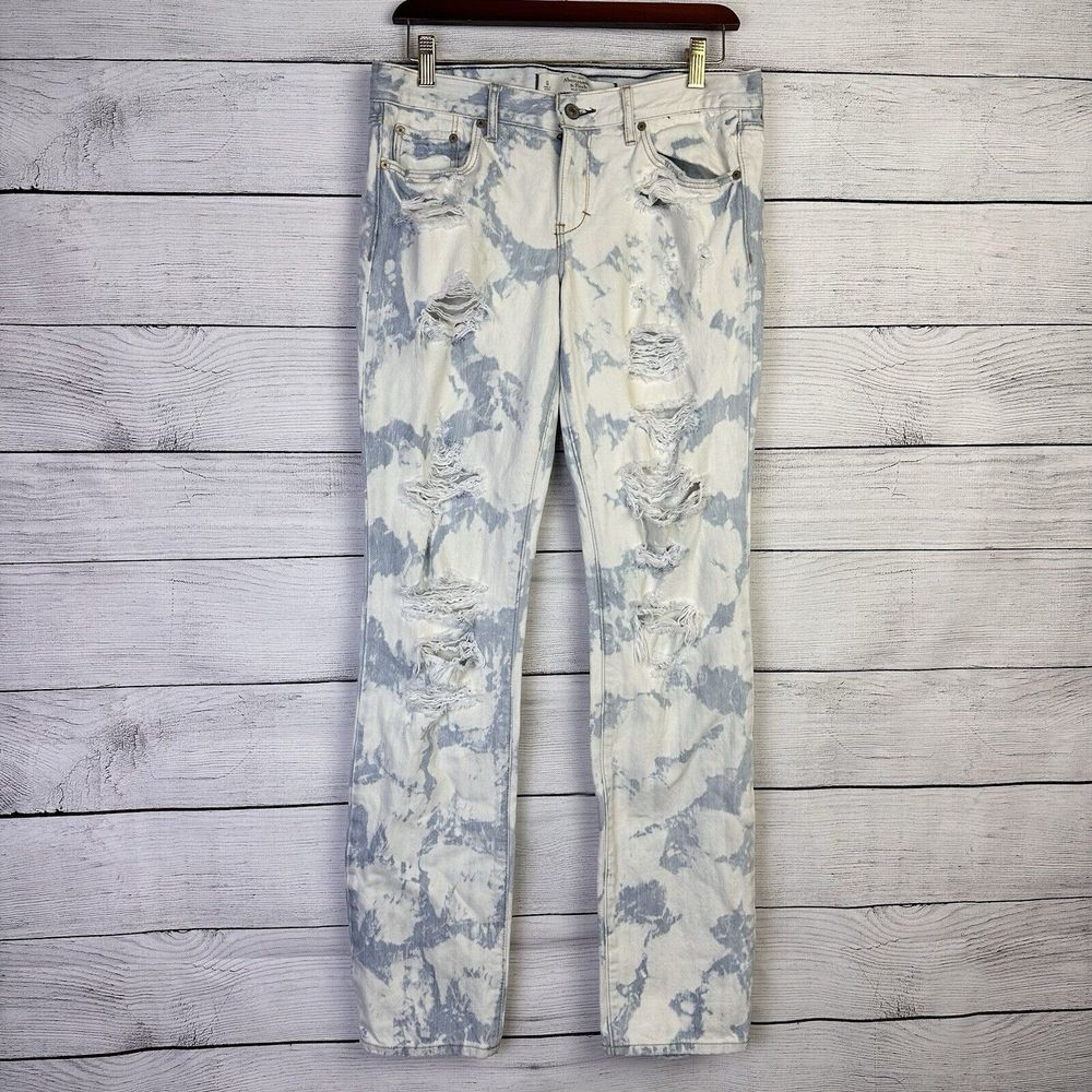 Abercrombie And Fitch Bleached Jeans‎ Stretch Light Wash Distressed Mens 28W/32L